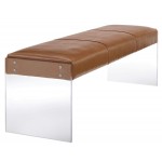 TOV Furniture Envy Brown Leather/Acrylic Bench