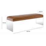 TOV Furniture Envy Brown Leather/Acrylic Bench