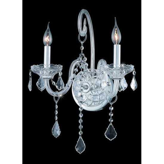 Elegant Lighting Verona 2 Light Chrome Wall Sconce Clear Spectra Swarovski Crystal