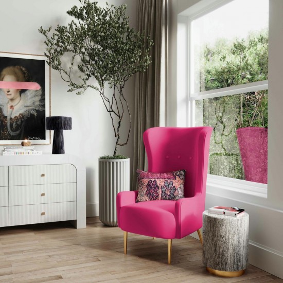 TOV Furniture Ethan Hot Pink Velvet Tall Chair