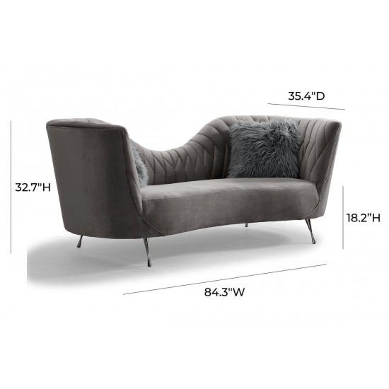 TOV Furniture Eva Grey Velvet Sofa