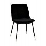 TOV Furniture Evora Black Velvet Chair - Silver Legs (Set of 2)