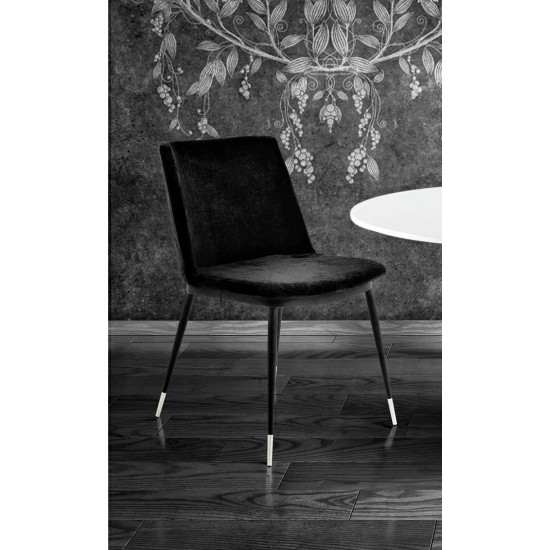 TOV Furniture Evora Black Velvet Chair - Silver Legs (Set of 2)