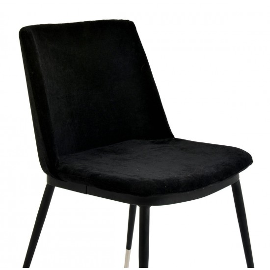 TOV Furniture Evora Black Velvet Chair - Silver Legs (Set of 2)