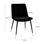 TOV Furniture Evora Black Velvet Chair - Silver Legs (Set of 2)