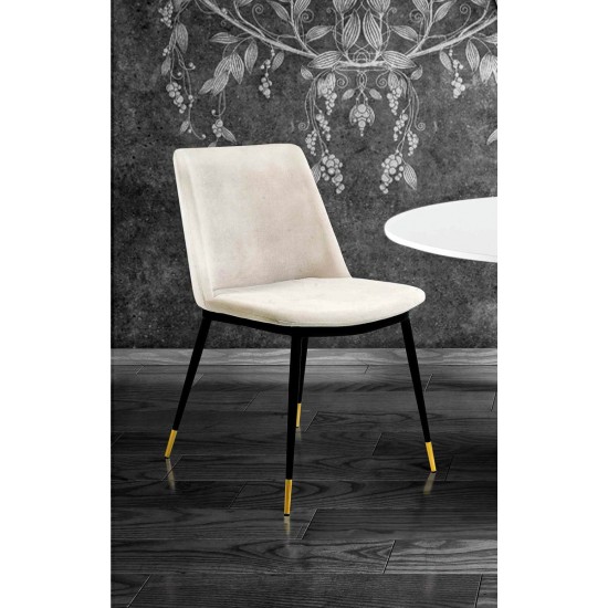 TOV Furniture Evora Cream Velvet Chair - Gold Legs (Set of 2)