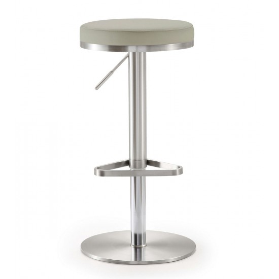 TOV Furniture Fano Light Grey Stainless Steel Barstool