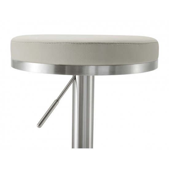 TOV Furniture Fano Light Grey Stainless Steel Barstool