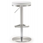 TOV Furniture Fano White Stainless Steel Adjustable Barstool