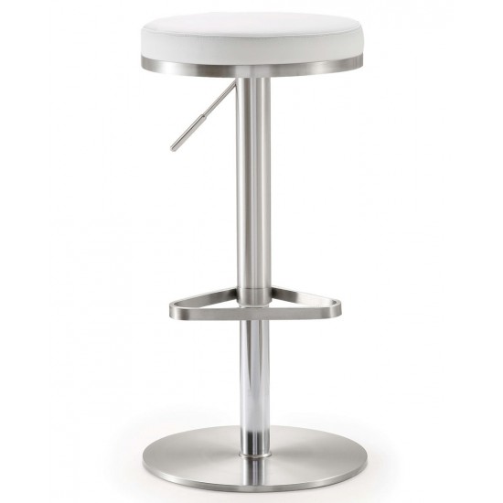 TOV Furniture Fano White Stainless Steel Adjustable Barstool