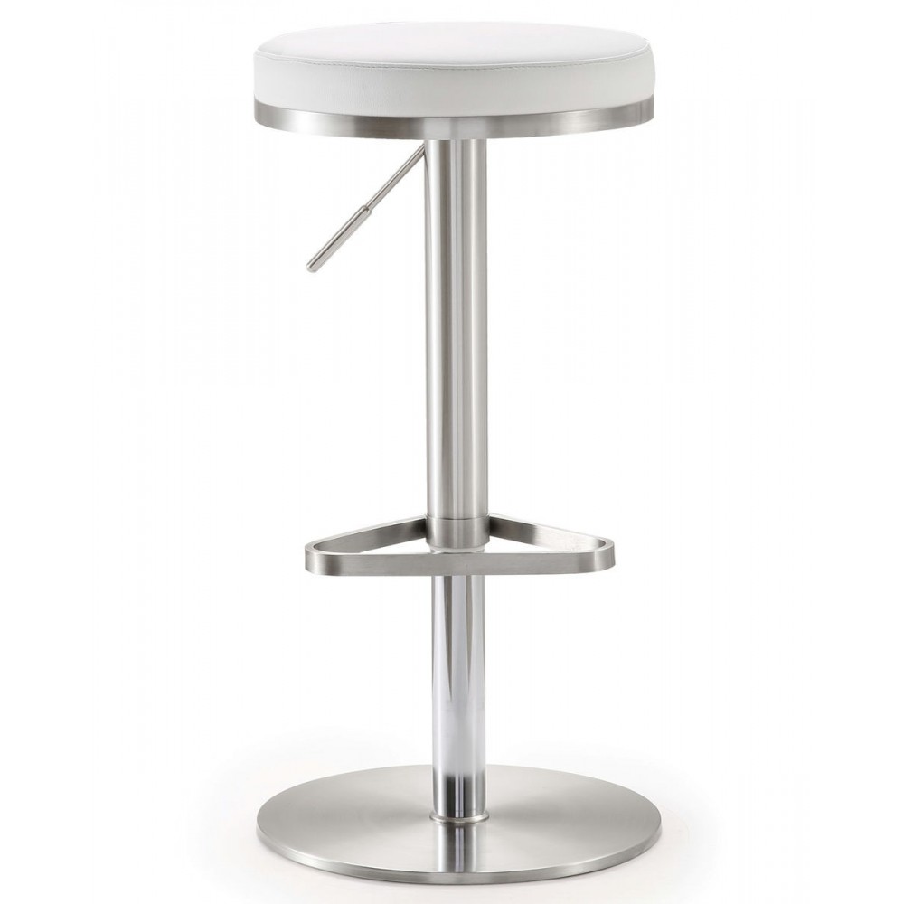 TOV Furniture Fano White Stainless Steel Adjustable Barstool