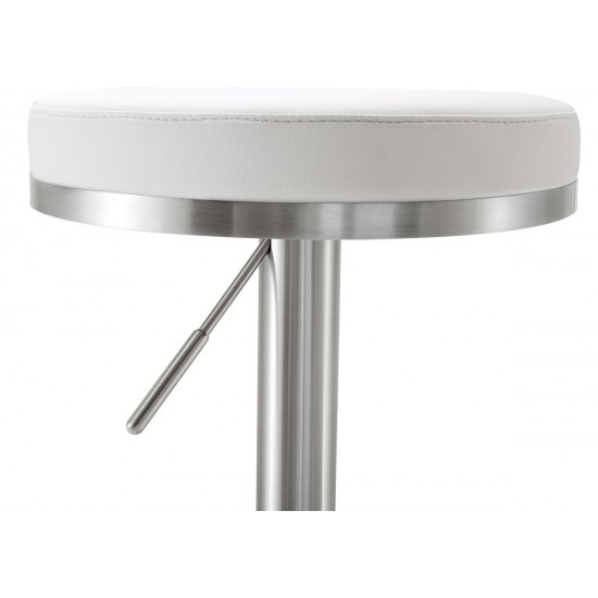 TOV Furniture Fano White Stainless Steel Adjustable Barstool