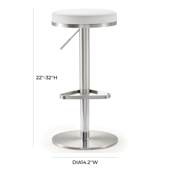 TOV Furniture Fano White Stainless Steel Adjustable Barstool