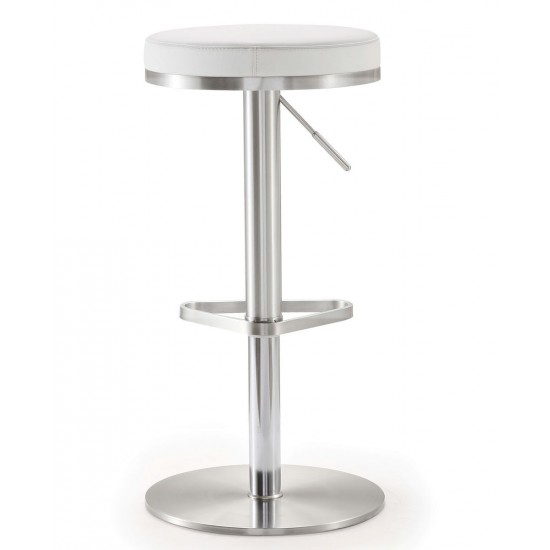 TOV Furniture Fano White Stainless Steel Adjustable Barstool