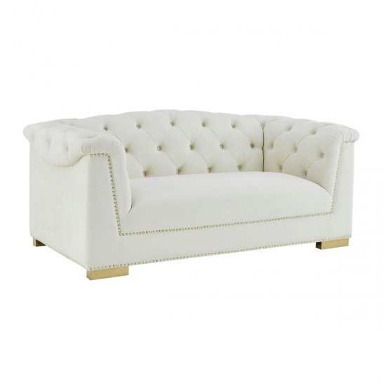 TOV Furniture Farah Cream Velvet Loveseat