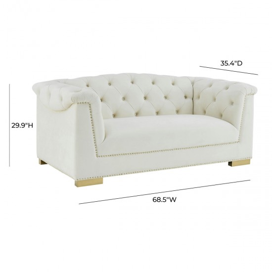 TOV Furniture Farah Cream Velvet Loveseat