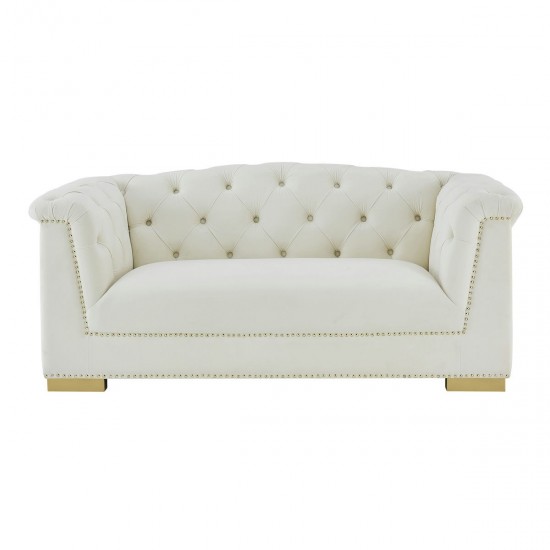 TOV Furniture Farah Cream Velvet Loveseat