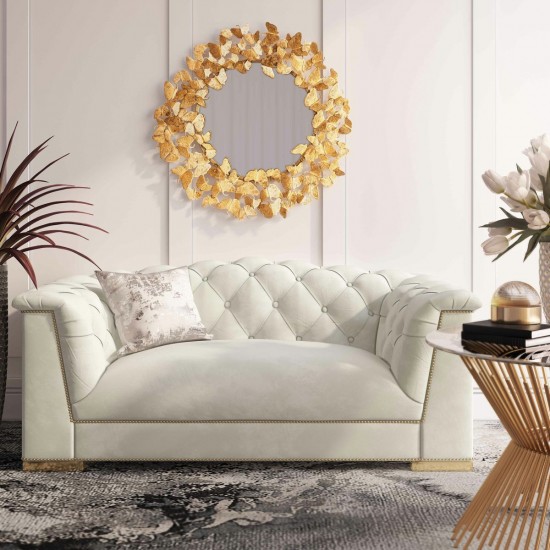 TOV Furniture Farah Cream Velvet Loveseat