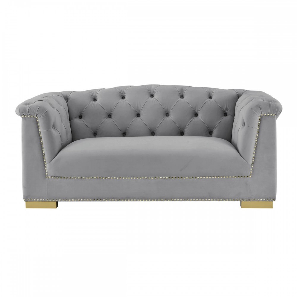 TOV Furniture Farah Grey Velvet Loveseat