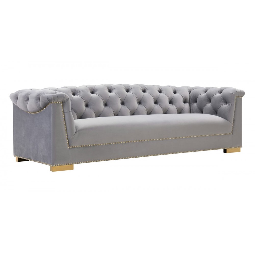 TOV Furniture Farah Grey Velvet Sofa