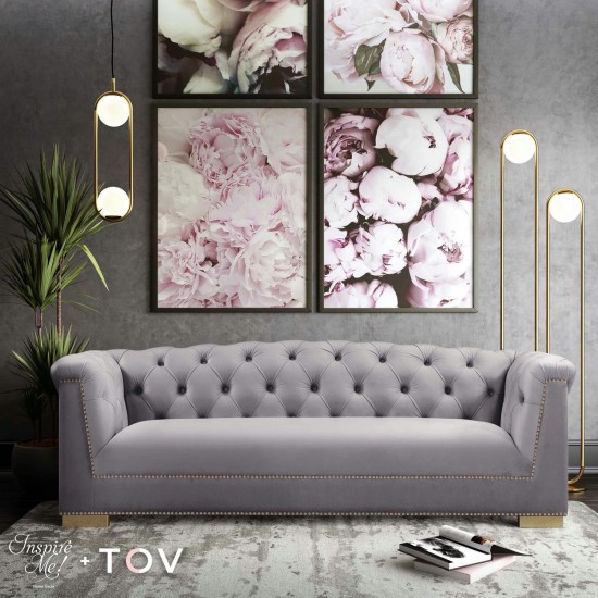 TOV Furniture Farah Grey Velvet Sofa