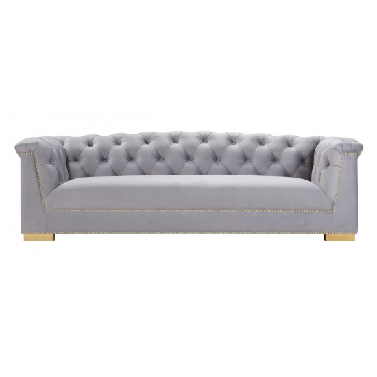 TOV Furniture Farah Grey Velvet Sofa