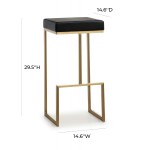 TOV Furniture Ferra Black Gold Steel Barstool (Set of 2)