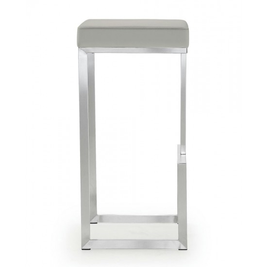 TOV Furniture Ferrara Light Grey Stainless Steel Barstool (Set of 2)