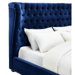TOV Furniture Finley Blue Velvet Bed in King Size