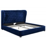 TOV Furniture Finley Blue Velvet Bed in King Size