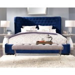 TOV Furniture Finley Blue Velvet Bed in King Size