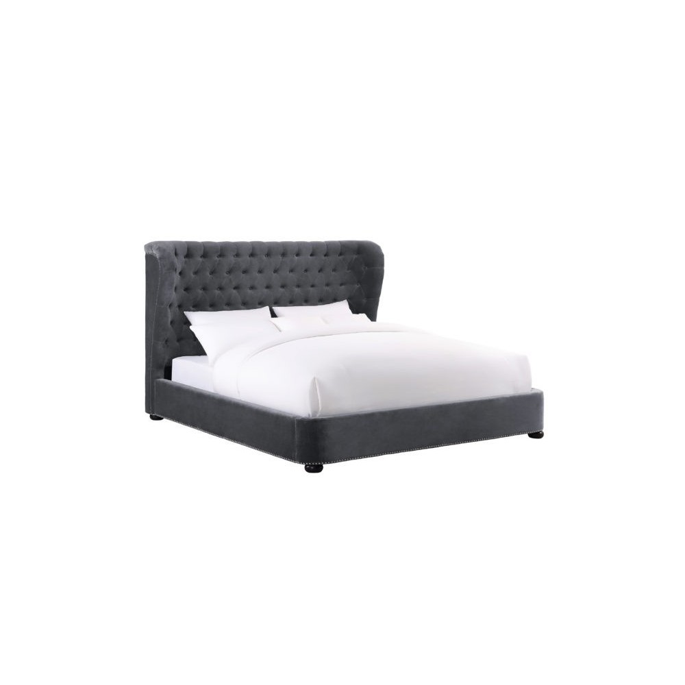 TOV Furniture Finley Grey Velvet Bed in Queen TOV Furniture Finley Grey Velvet Bed in Queen