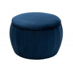 TOV Furniture Fleur Navy Velvet Storage Ottoman