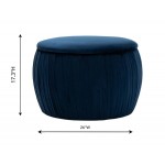 TOV Furniture Fleur Navy Velvet Storage Ottoman