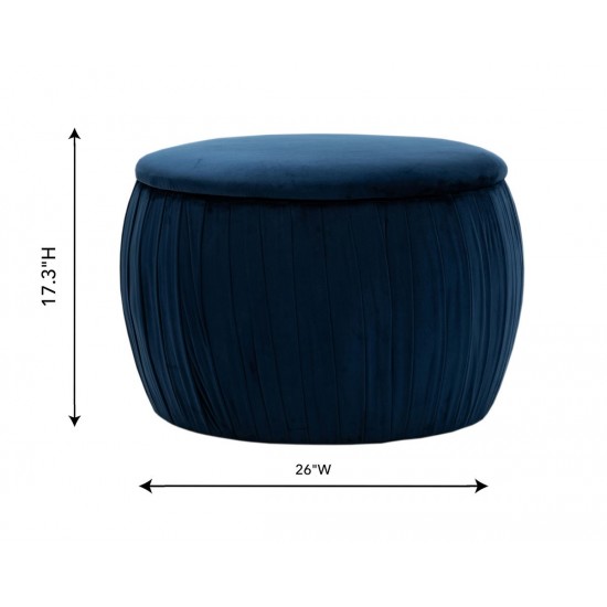 TOV Furniture Fleur Navy Velvet Storage Ottoman