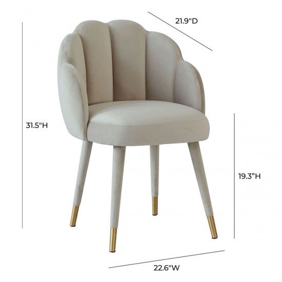 TOV Furniture Gardenia Light Grey Velvet Dining Chair