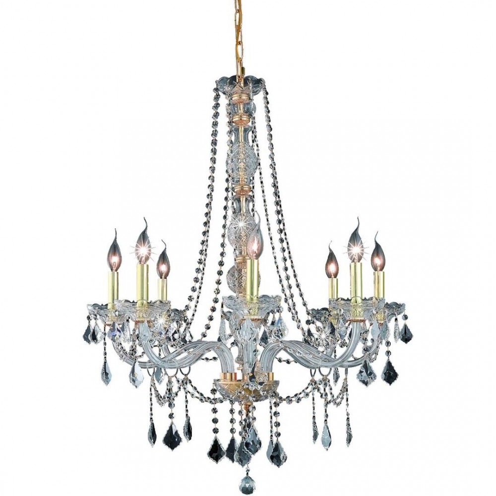 Elegant Lighting Verona 8 Light Gold Chandelier Clear Swarovski Elements Crystal