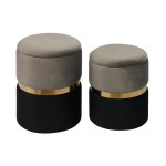 TOV Furniture Gigi Grey Velvet Storage Ottomans - Set of 2