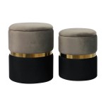 TOV Furniture Gigi Grey Velvet Storage Ottomans - Set of 2