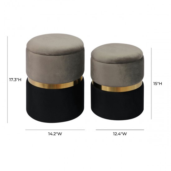 TOV Furniture Gigi Grey Velvet Storage Ottomans - Set of 2