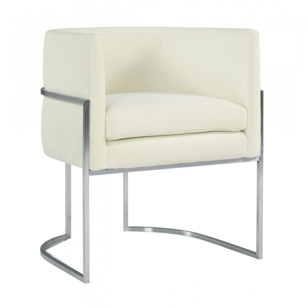 TOV Furniture Giselle Cream Velvet Dining Chair Silver Leg