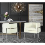 TOV Furniture Giselle Cream Velvet Dining Chair Silver Leg