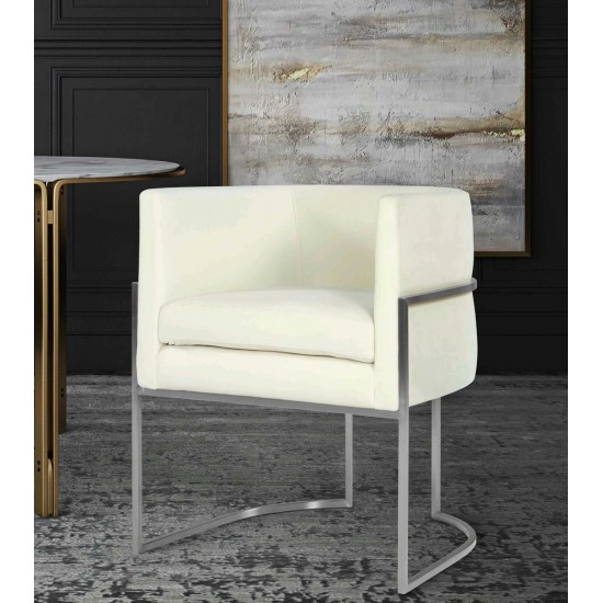 TOV Furniture Giselle Cream Velvet Dining Chair Silver Leg