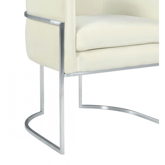 TOV Furniture Giselle Cream Velvet Dining Chair Silver Leg