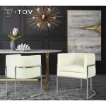 TOV Furniture Giselle Cream Velvet Dining Chair Silver Leg