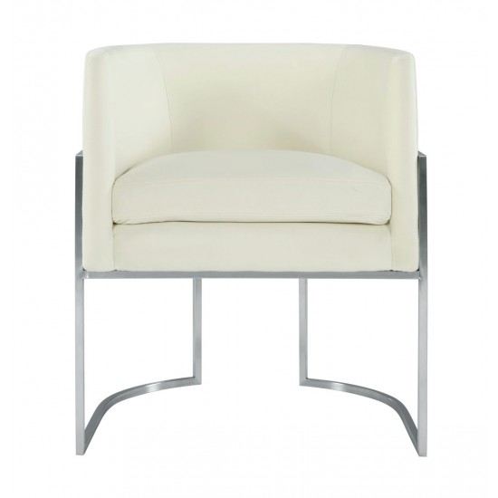 TOV Furniture Giselle Cream Velvet Dining Chair Silver Leg