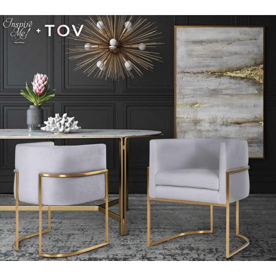 TOV Furniture Giselle Grey Velvet Dining Chair with Gold Leg