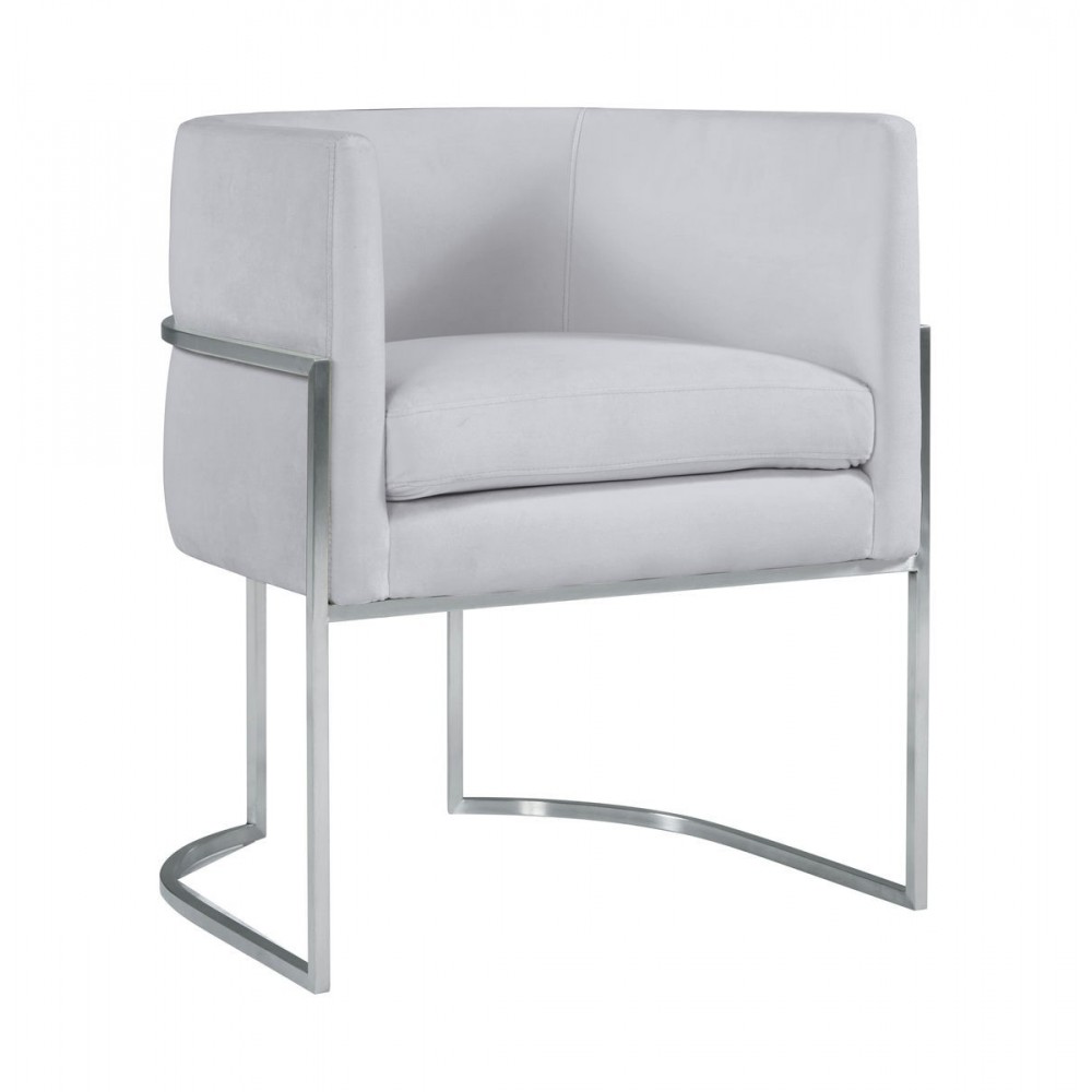 TOV Furniture Giselle Grey Velvet Dining Chair with Silver Leg