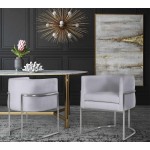 TOV Furniture Giselle Grey Velvet Dining Chair with Silver Leg