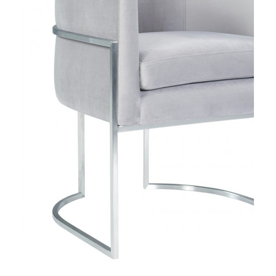 TOV Furniture Giselle Grey Velvet Dining Chair with Silver Leg